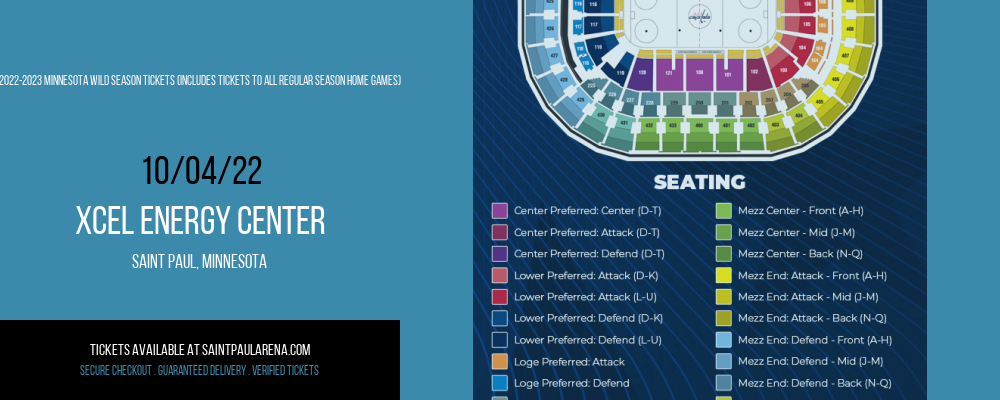 2022-2023 Minnesota Wild Season Tickets (Includes Tickets To All Regular Season Home Games) at Xcel Energy Center tickets 2022-2023 Minnesota Wild Season Tickets (Includes Tickets To All Regular Season Home Games) at Xcel Energy Center